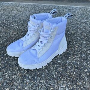 Dr. Martens White Combat Moto Boots